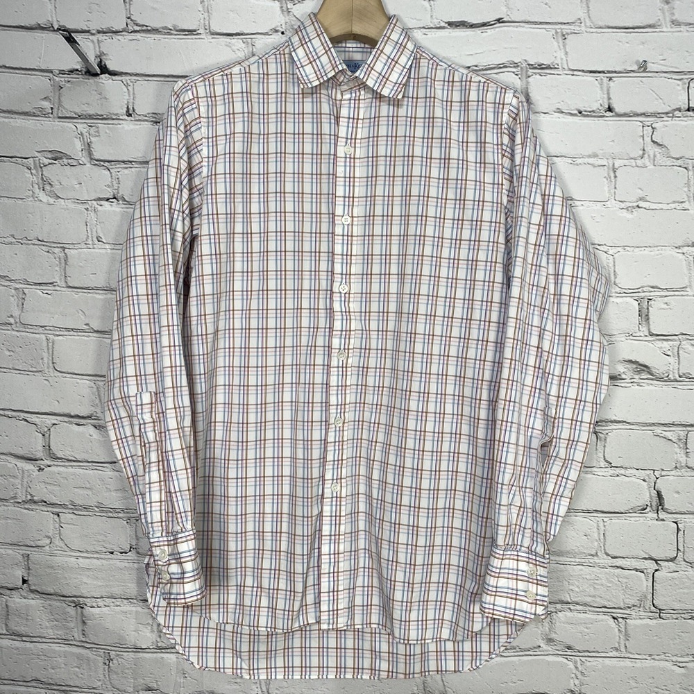 Hilditch and‎ Key Dress Shirt Mens 15.5 Check Cotton Long Sleeve Button Up VTG